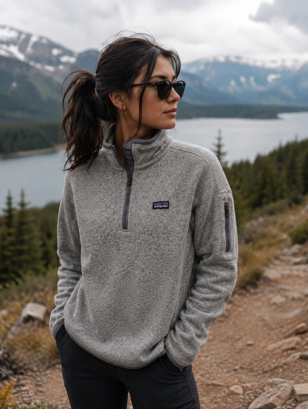 Patagonia Better Sweater 1/4 Zip Fleece Pullover Gray Women's Small Hiking Trail